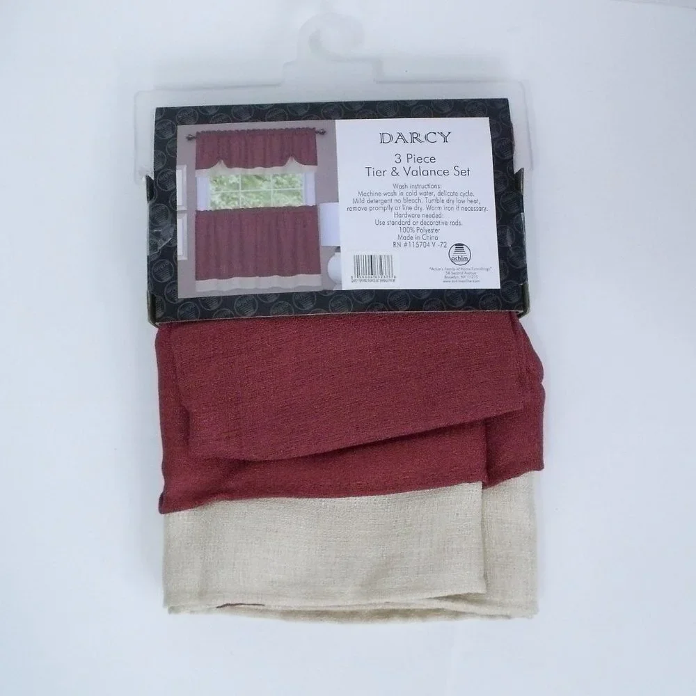 Achim Darcy Tier & Valance 3 Piece Curtain Set